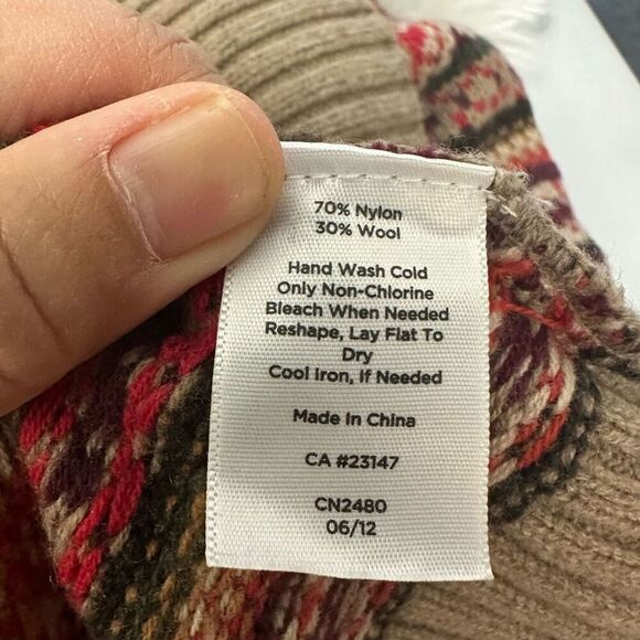 Talbots Beige and Red Patterned Cardigan - Picture 7 of 8